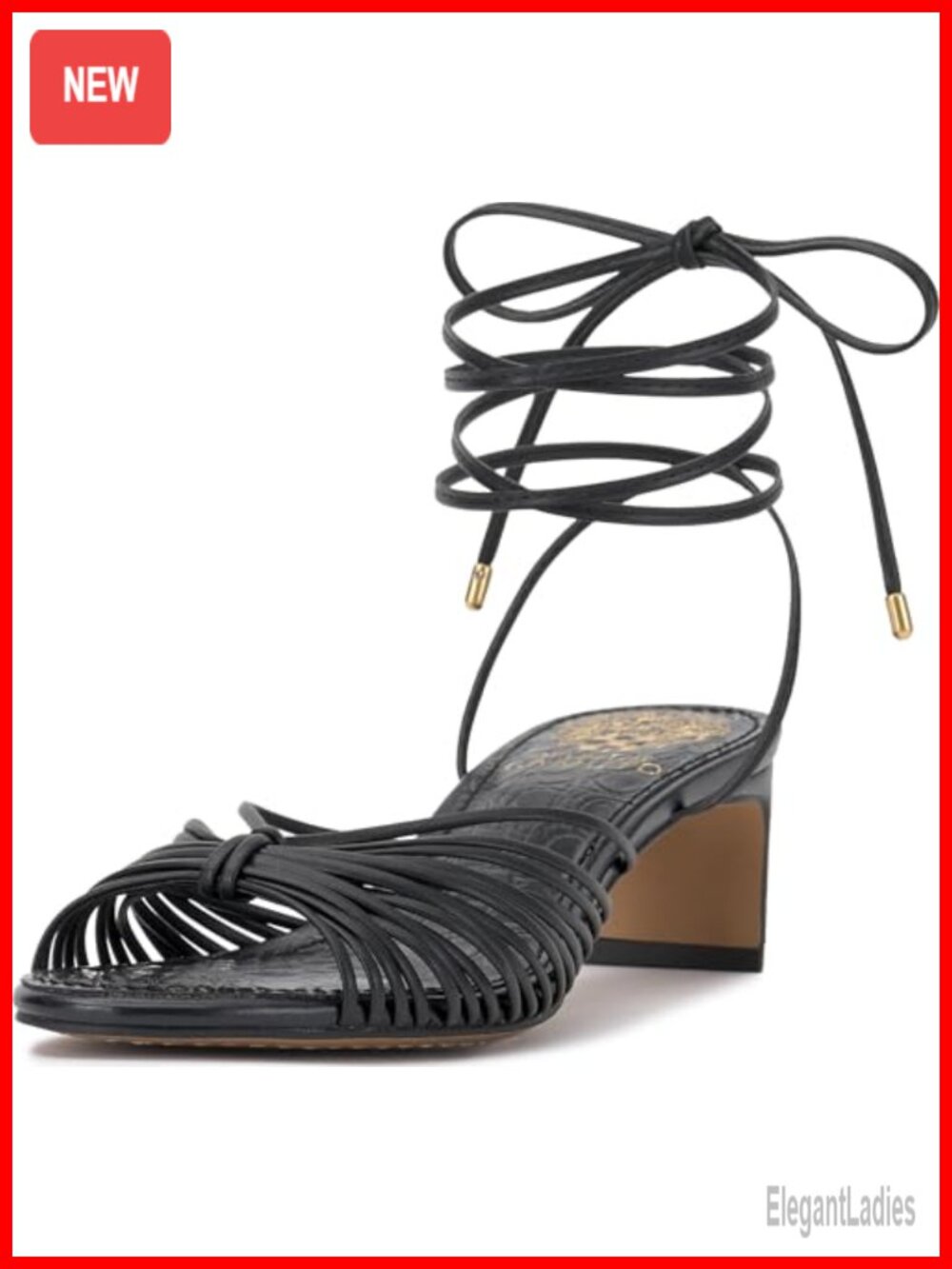 Ankle Wrap Kitten Heel Sandals Faux Leather Lace Up Party